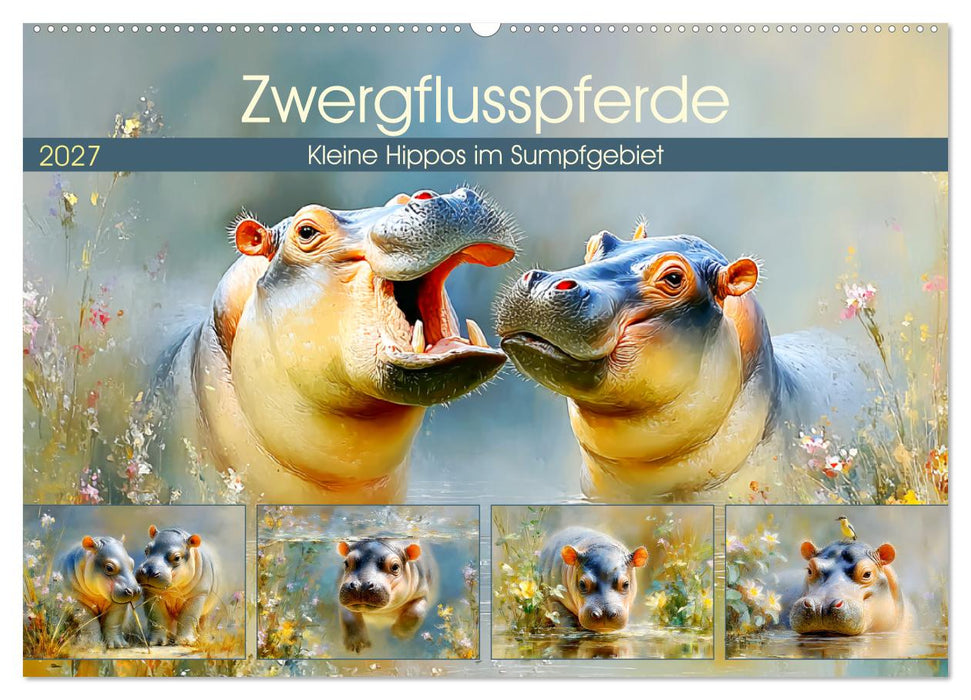 Zwergflusspferde. Kleine Hippos im Sumpfgebiet (CALVENDO Wandkalender 2027)