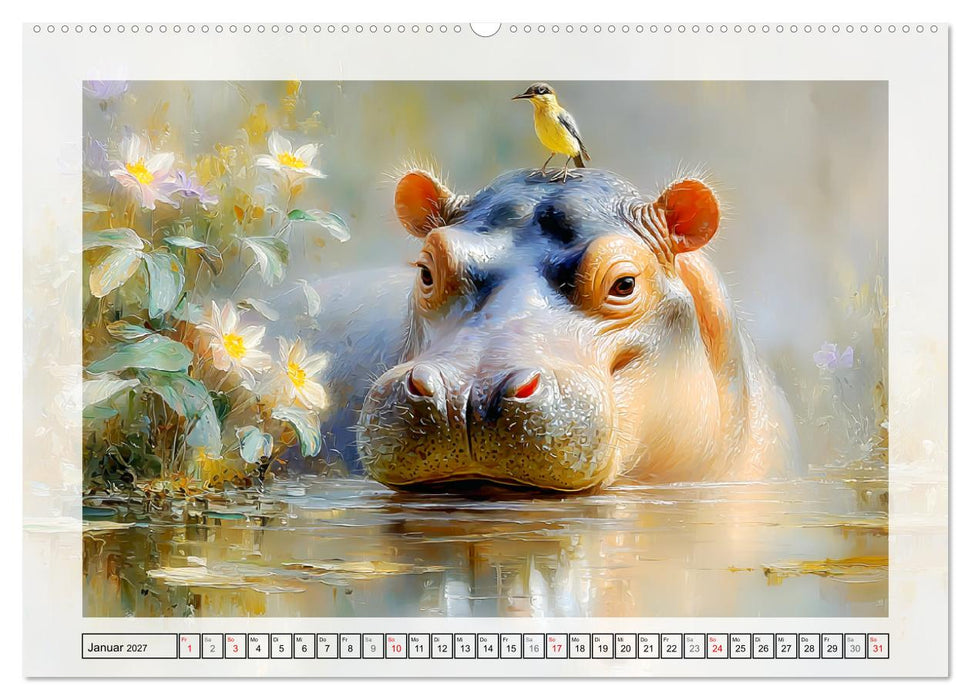 Zwergflusspferde. Kleine Hippos im Sumpfgebiet (CALVENDO Wandkalender 2027)