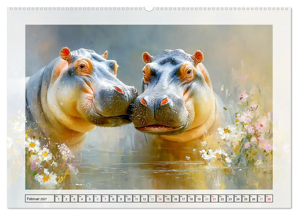 Zwergflusspferde. Kleine Hippos im Sumpfgebiet (CALVENDO Wandkalender 2027)