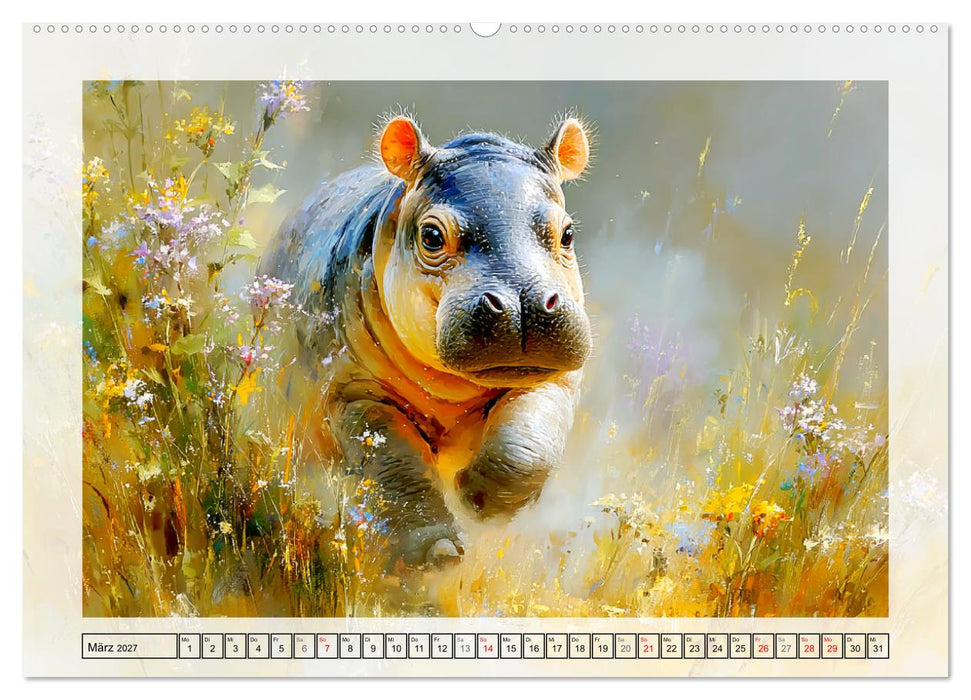 Zwergflusspferde. Kleine Hippos im Sumpfgebiet (CALVENDO Wandkalender 2027)