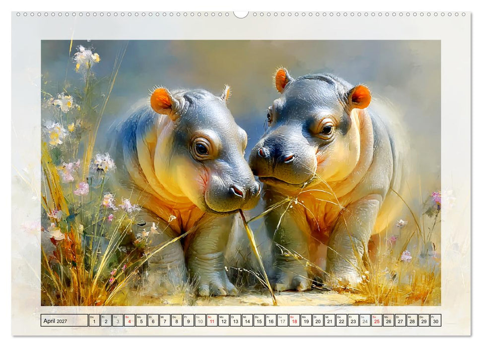 Zwergflusspferde. Kleine Hippos im Sumpfgebiet (CALVENDO Wandkalender 2027)
