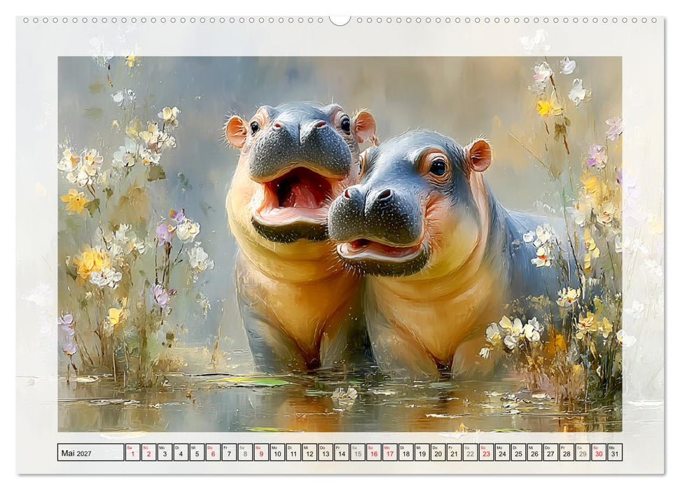 Zwergflusspferde. Kleine Hippos im Sumpfgebiet (CALVENDO Wandkalender 2027)