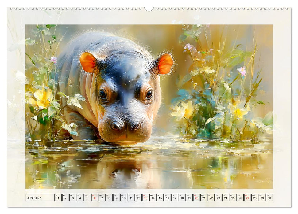 Zwergflusspferde. Kleine Hippos im Sumpfgebiet (CALVENDO Wandkalender 2027)