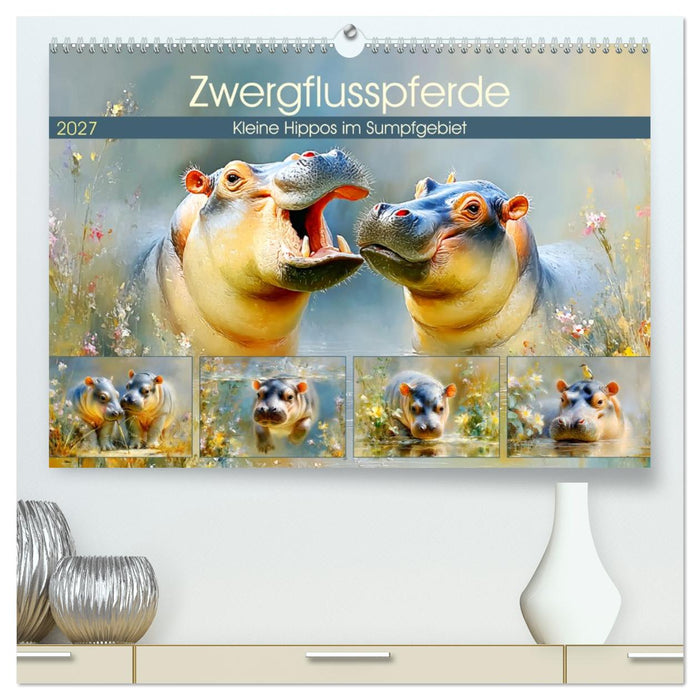 Zwergflusspferde. Kleine Hippos im Sumpfgebiet (CALVENDO Premium Wandkalender 2027)