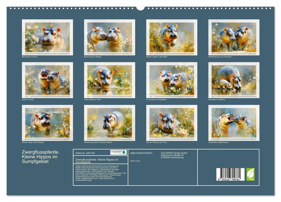 Zwergflusspferde. Kleine Hippos im Sumpfgebiet (CALVENDO Premium Wandkalender 2027)