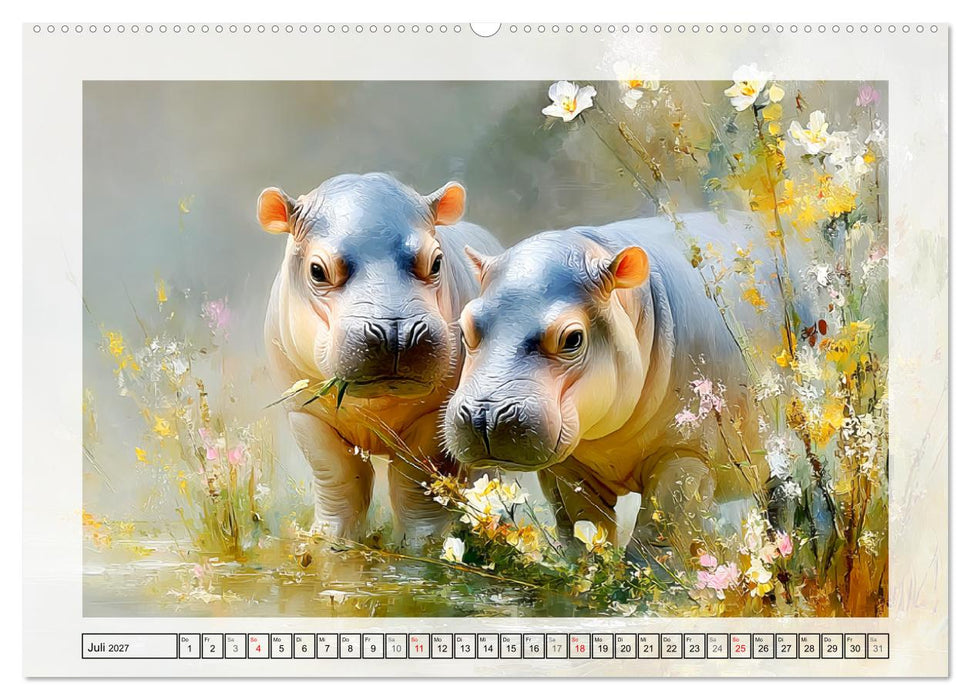 Zwergflusspferde. Kleine Hippos im Sumpfgebiet (CALVENDO Premium Wandkalender 2027)