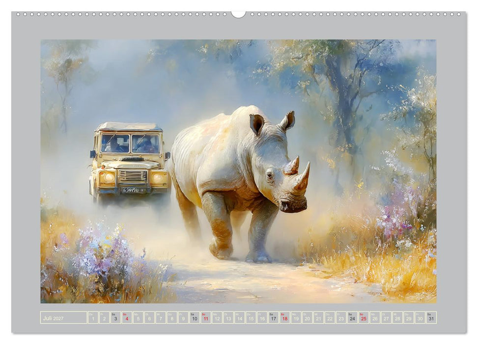 Nashörner. Mächtige Rhinos in der Grassavanne (CALVENDO Premium Wandkalender 2027)