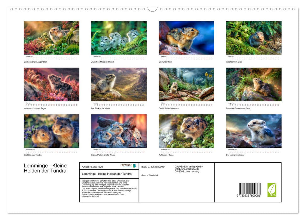 Lemminge - Kleine Helden der Tundra (CALVENDO Premium Wandkalender 2027)