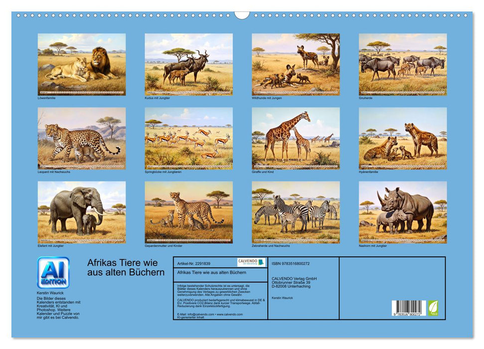 Afrikas Tiere wie aus alten Büchern (CALVENDO Wandkalender 2027)