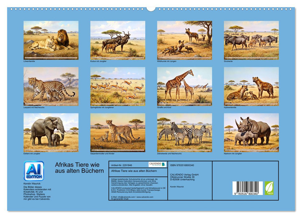 Afrikas Tiere wie aus alten Büchern (CALVENDO Premium Wandkalender 2027)
