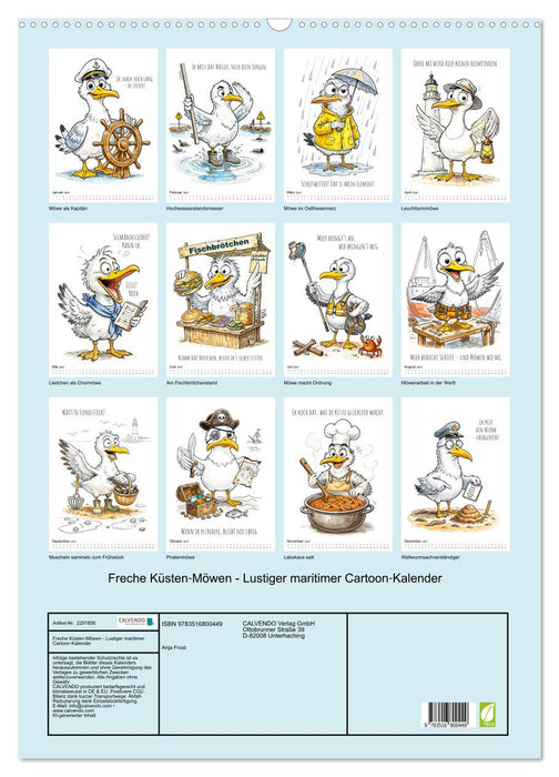 Freche Küsten‑Möwen - Lustiger maritimer Cartoon‑Kalender (CALVENDO Wandkalender 2027)