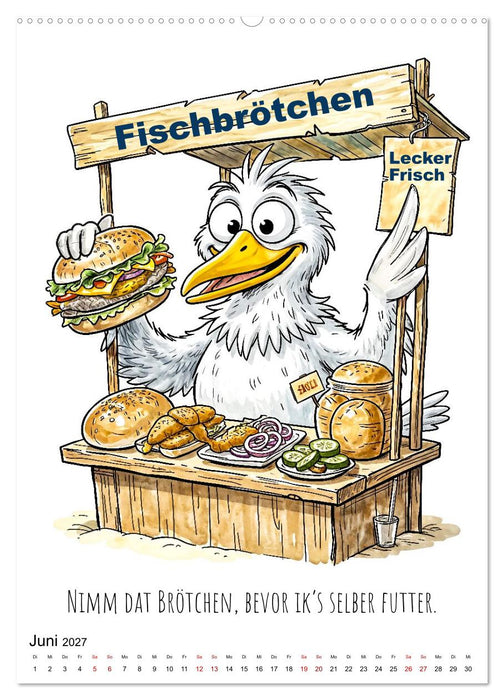 Freche Küsten‑Möwen - Lustiger maritimer Cartoon‑Kalender (CALVENDO Wandkalender 2027)