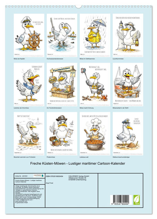 Freche Küsten‑Möwen - Lustiger maritimer Cartoon‑Kalender (CALVENDO Premium Wandkalender 2027)