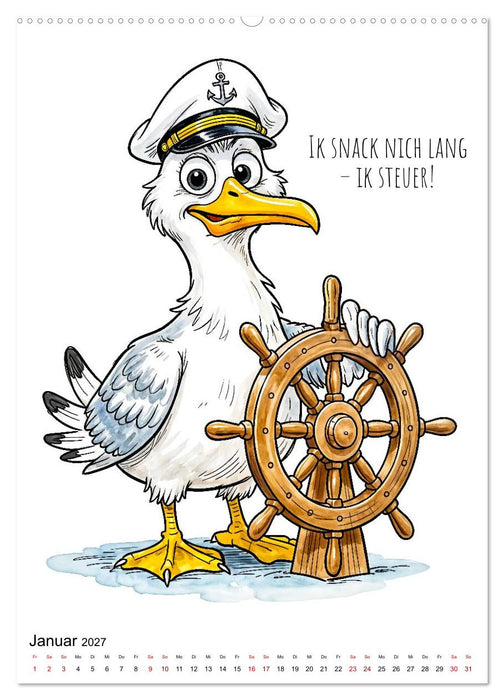 Freche Küsten‑Möwen - Lustiger maritimer Cartoon‑Kalender (CALVENDO Premium Wandkalender 2027)