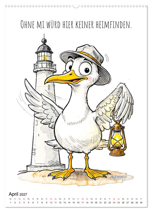 Freche Küsten‑Möwen - Lustiger maritimer Cartoon‑Kalender (CALVENDO Premium Wandkalender 2027)