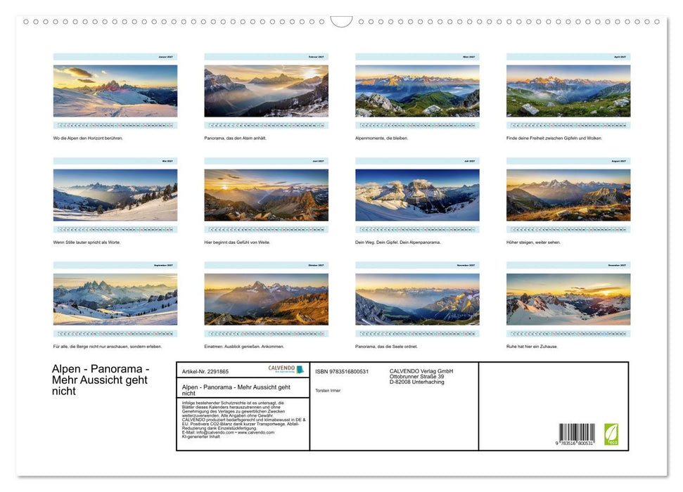 Alpen - Panorama - Mehr Aussicht geht nicht (CALVENDO Wandkalender 2027)
