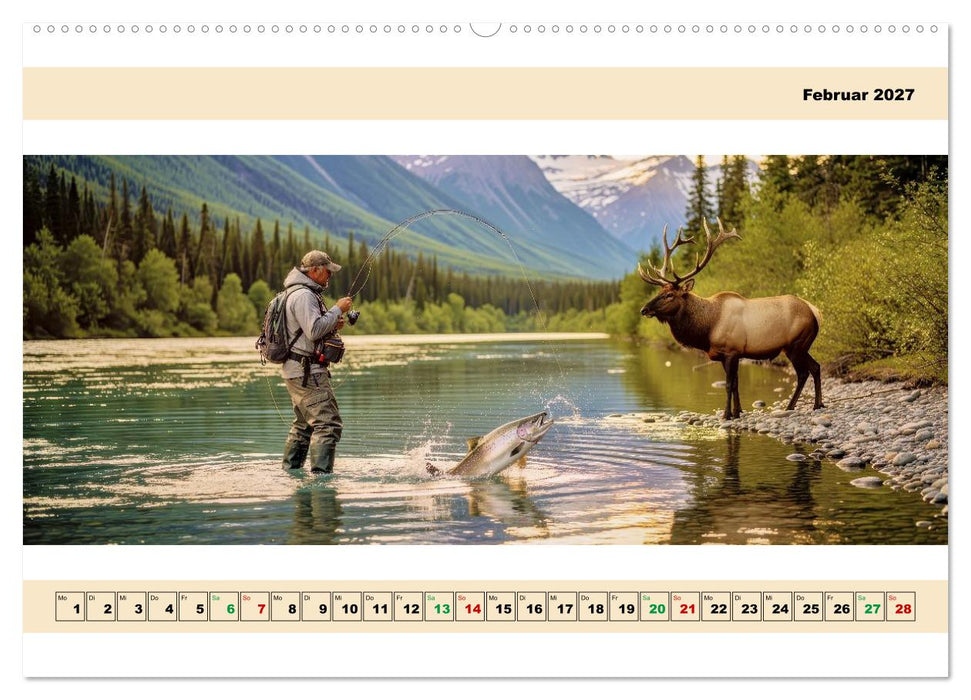 Alaska - Angeln auf Lachs - Panorama (CALVENDO Wandkalender 2027)