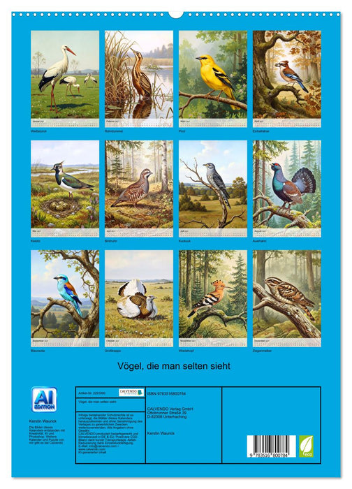 Vögel, die man selten sieht (CALVENDO Premium Wandkalender 2027)