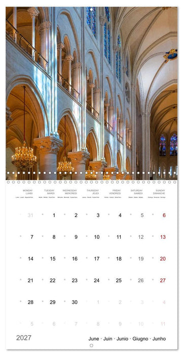 Découverte des célèbres cathédrales françaises (CALVENDO Calendrier mensuel 2027)