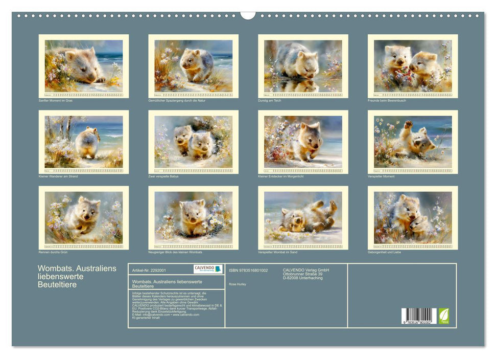 Wombats. Australiens liebenswerte Beuteltiere (CALVENDO Wandkalender 2027)