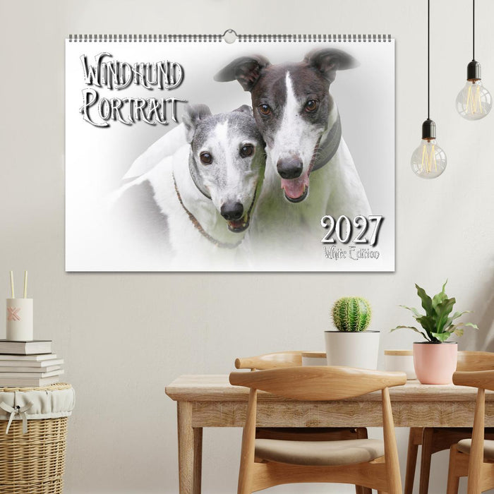 Windhund Portrait 2027 White Edition (CALVENDO Wandkalender 2027)