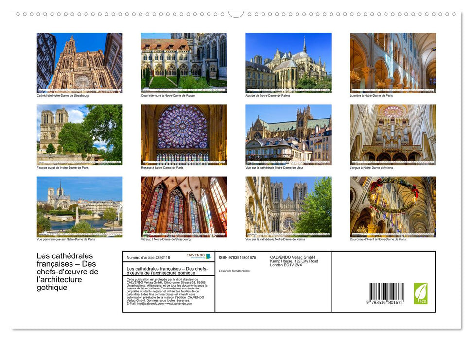 Les cathédrales françaises – Des chefs-d'œuvre de l’architecture gothique (CALVENDO Calendrier supérieur 2027)
