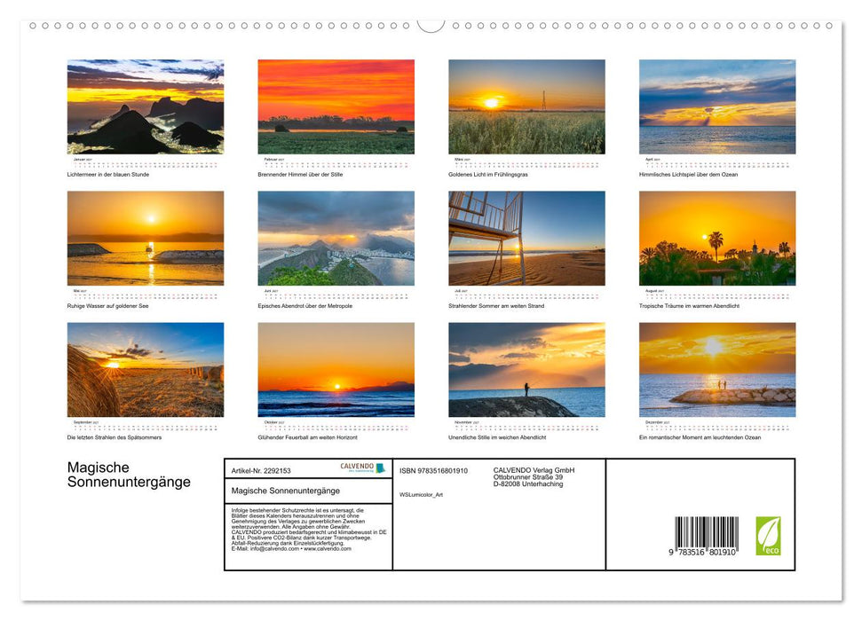 Magische Sonnenuntergänge (CALVENDO Premium Wandkalender 2027)