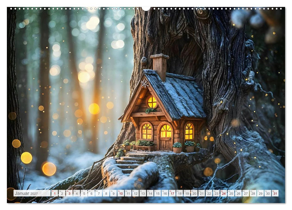 Die geheimen Lichter der Feenhäuser - Verborgene Welt im Zauberwald. (CALVENDO Premium Wandkalender 2027)