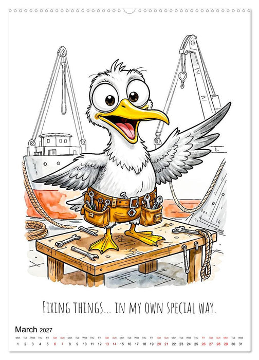 Seagull Shenanigan - A Coastal Year in Feathers (CALVENDO Monthly Calendar 2027)