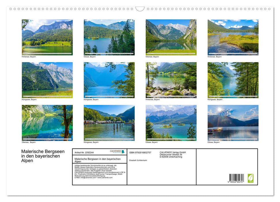 Malerische Bergseen in den bayerischen Alpen (CALVENDO Wandkalender 2027)
