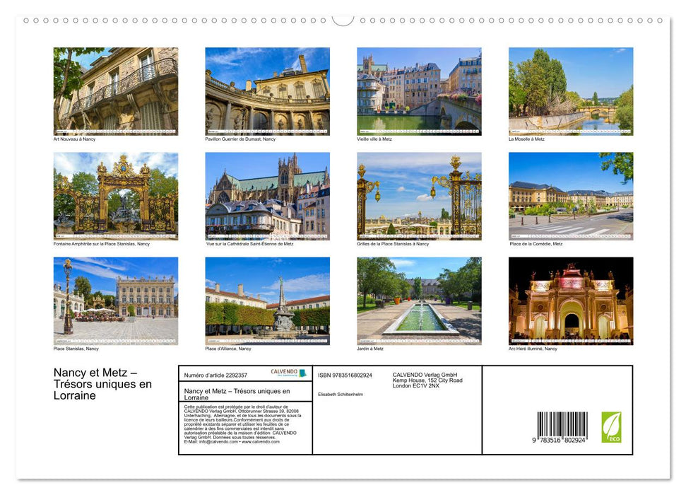 Nancy et Metz – Trésors uniques en Lorraine (CALVENDO Calendrier supérieur 2027)