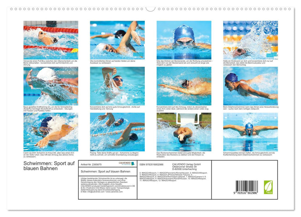 Schwimmen: Sport auf blauen Bahnen (CALVENDO Premium Wandkalender 2027)