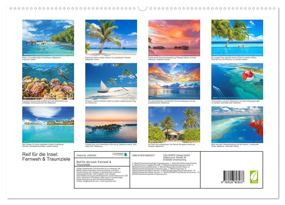 Reif für die Insel: Fernweh & Traumziele (CALVENDO Premium Wandkalender 2027)