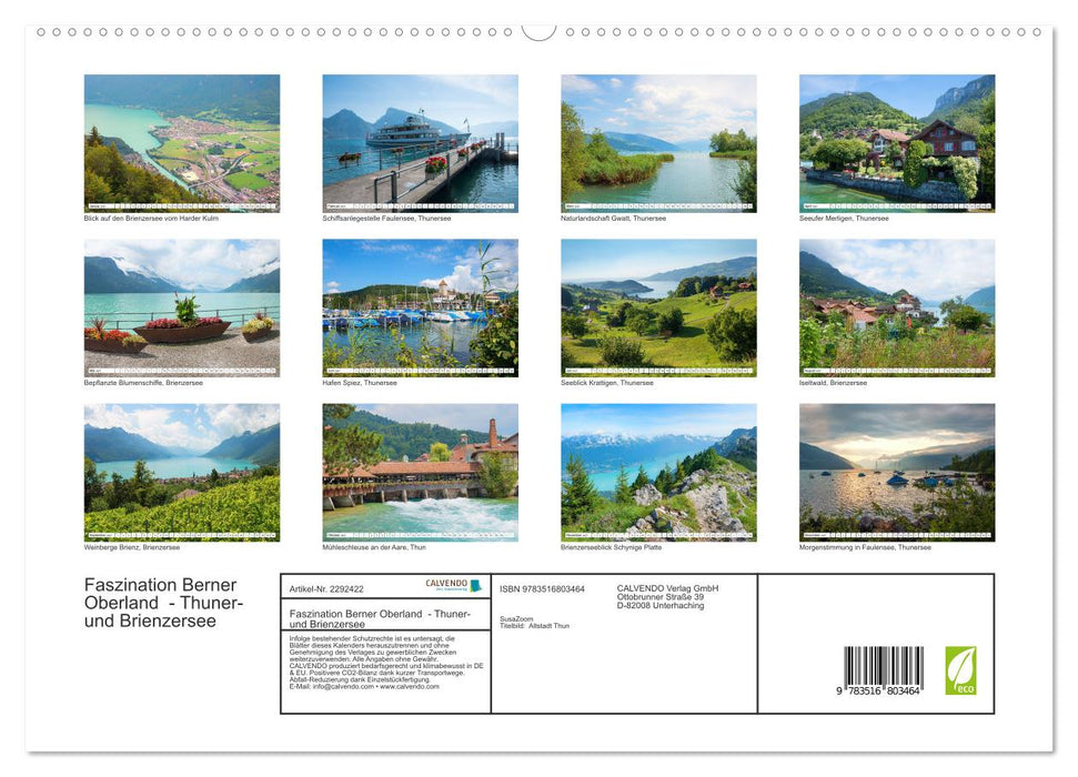 Faszination Berner Oberland - Thuner- und Brienzersee (CALVENDO Premium Wandkalender 2027)