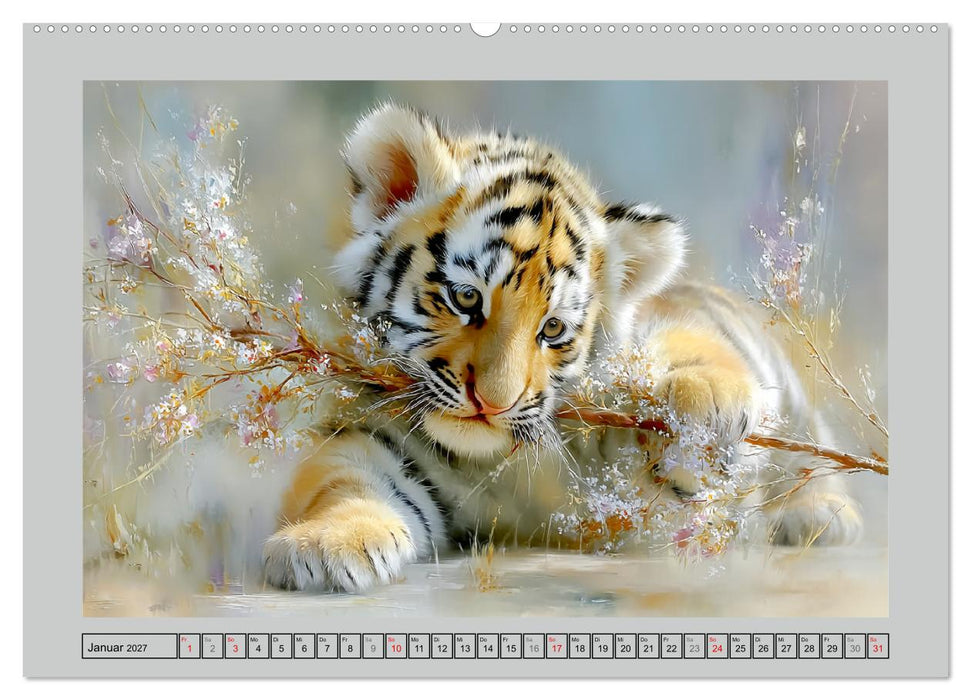 Tigerbabys. Kleine Jäger erkunden die Welt (CALVENDO Wandkalender 2027)