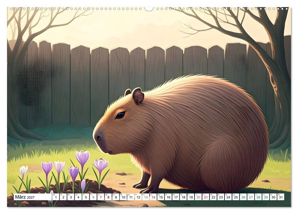 Capybara Carlo und die vier Jahreszeiten (CALVENDO Wandkalender 2027)
