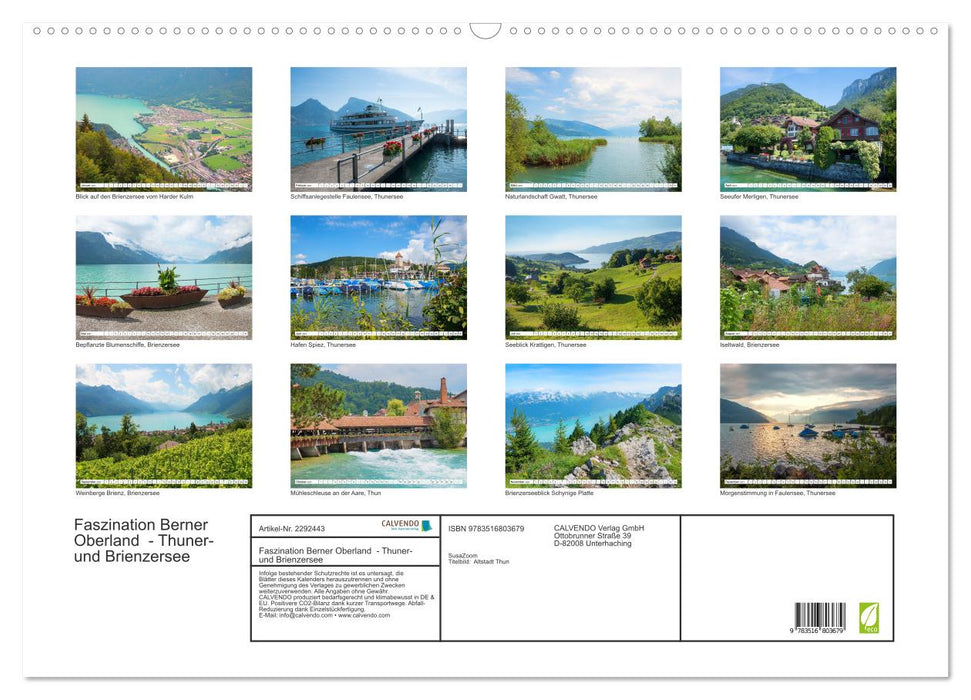 Faszination Berner Oberland - Thuner- und Brienzersee (CALVENDO Wandkalender 2027)