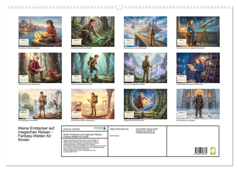 Kleine Entdecker auf magischen Reisen - Fantasy-Welten für Kinder (CALVENDO Wandkalender 2027)