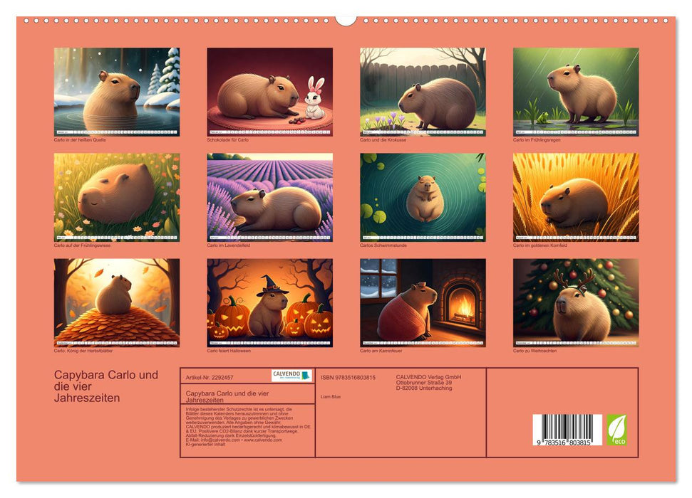 Capybara Carlo und die vier Jahreszeiten (CALVENDO Premium Wandkalender 2027)
