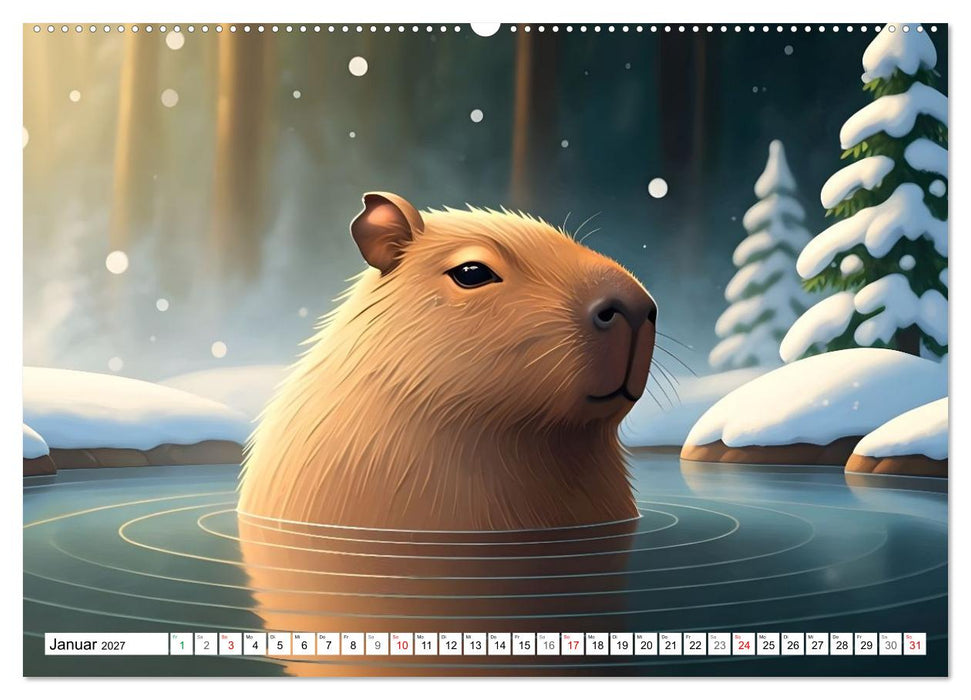 Capybara Carlo und die vier Jahreszeiten (CALVENDO Premium Wandkalender 2027)