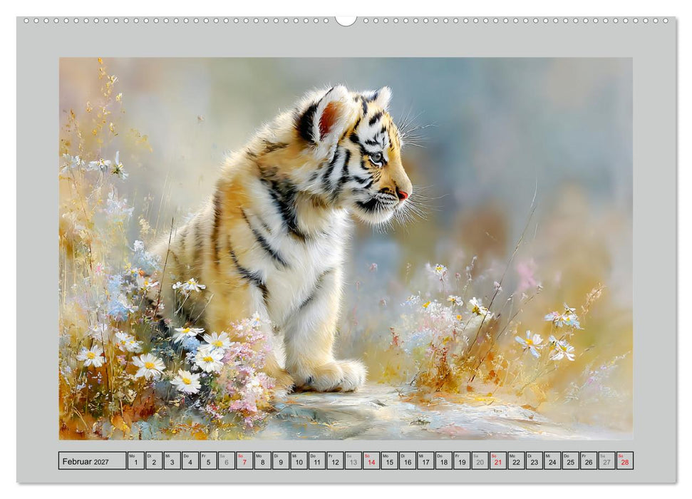 Tigerbabys. Kleine Jäger erkunden die Welt (CALVENDO Premium Wandkalender 2027)