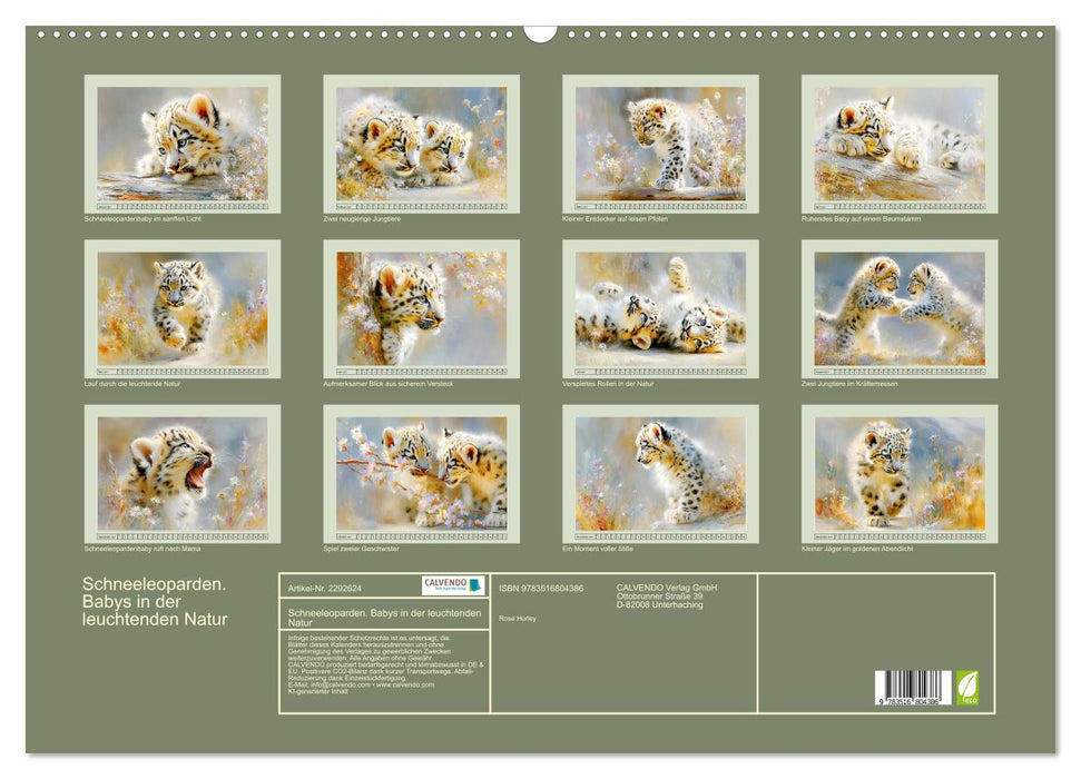 Schneeleoparden. Babys in der leuchtenden Natur (CALVENDO Wandkalender 2027)