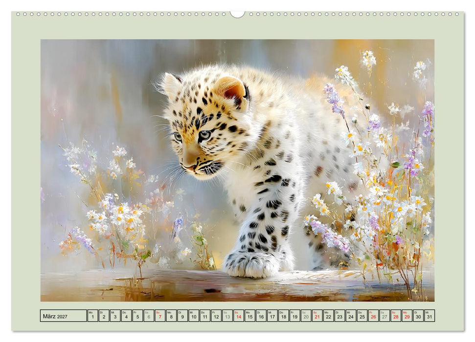 Schneeleoparden. Babys in der leuchtenden Natur (CALVENDO Wandkalender 2027)