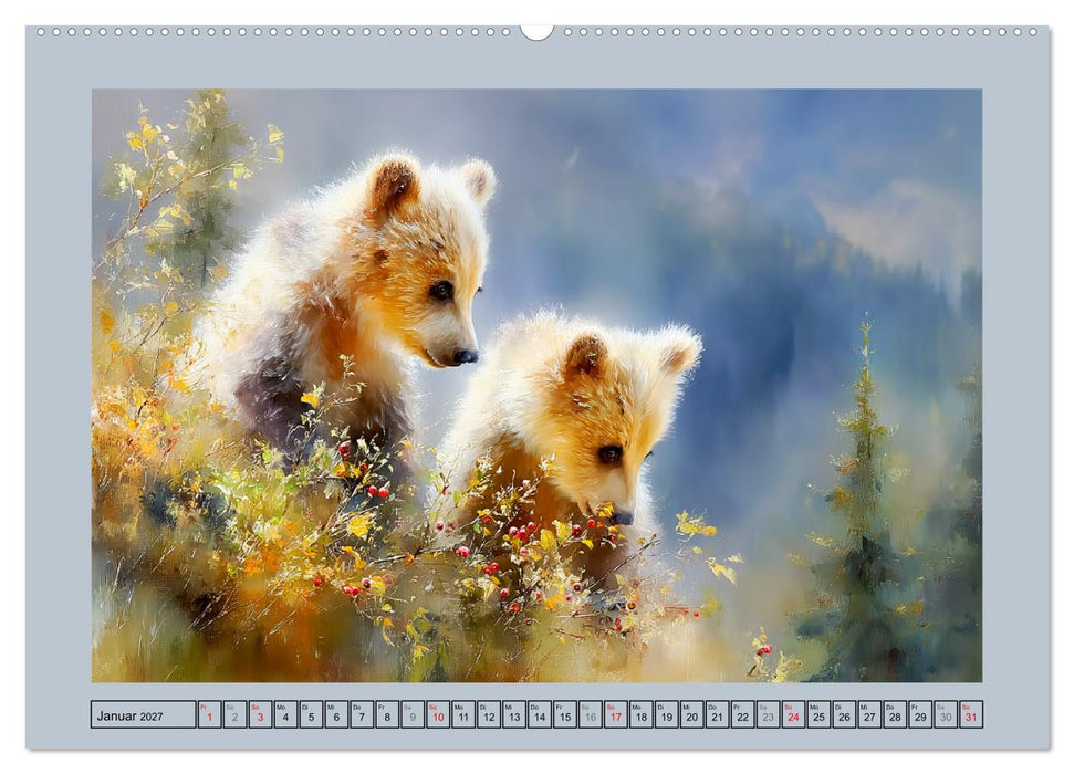 Bärenkinder. Kleine Waldseelen im Licht der Natur (CALVENDO Premium Wandkalender 2027)