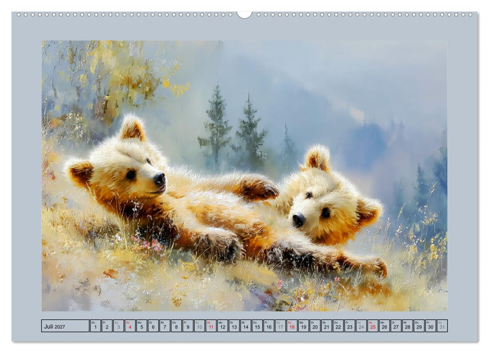 Bärenkinder. Kleine Waldseelen im Licht der Natur (CALVENDO Premium Wandkalender 2027)