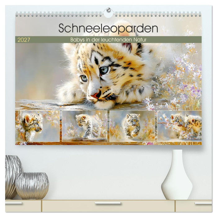 Schneeleoparden. Babys in der leuchtenden Natur (CALVENDO Premium Wandkalender 2027)