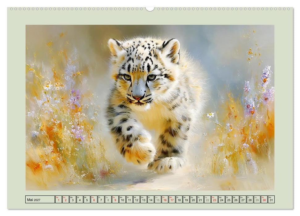 Schneeleoparden. Babys in der leuchtenden Natur (CALVENDO Premium Wandkalender 2027)