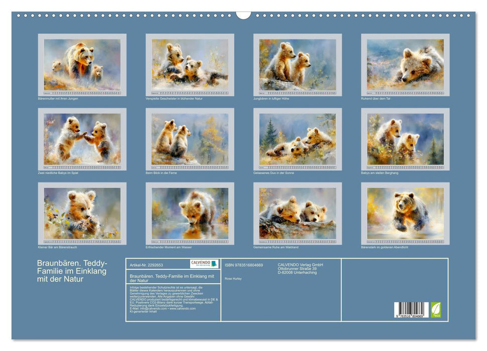 Braunbären. Teddy-Familie im Einklang mit der Natur (CALVENDO Wandkalender 2027)