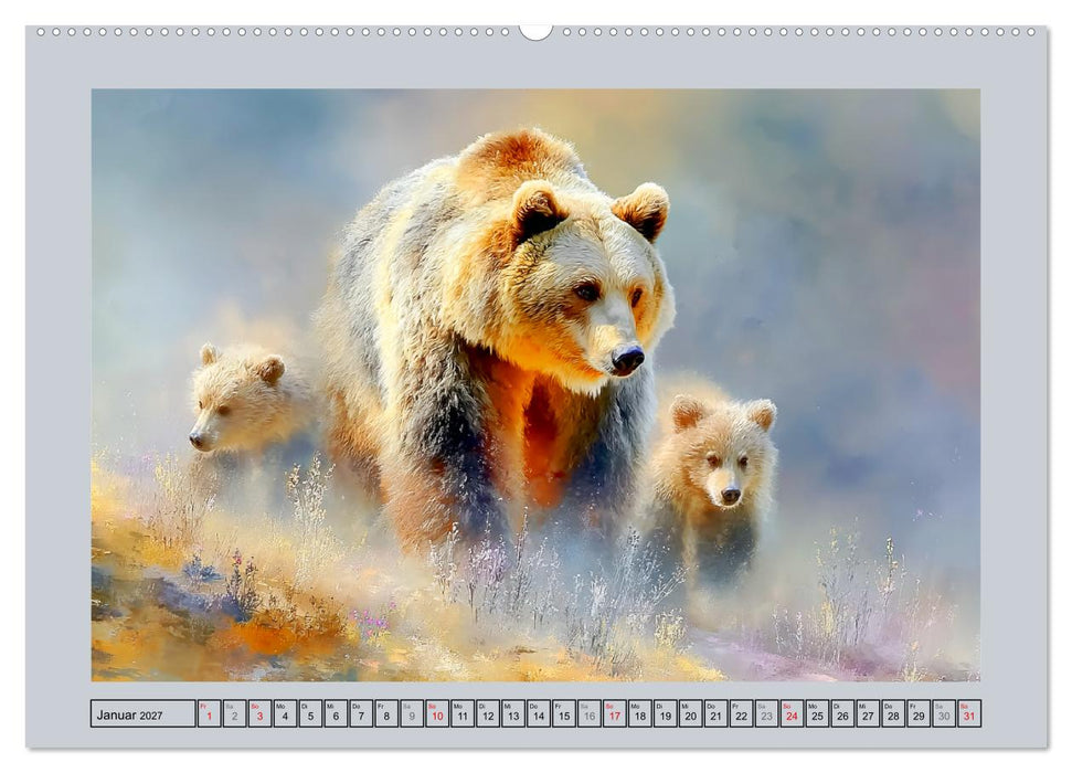 Braunbären. Teddy-Familie im Einklang mit der Natur (CALVENDO Wandkalender 2027)