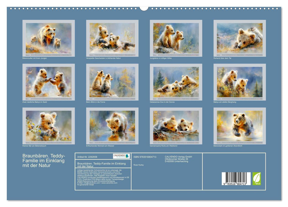 Braunbären. Teddy-Familie im Einklang mit der Natur (CALVENDO Premium Wandkalender 2027)